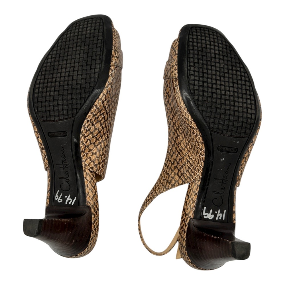 Cole Haan Womens Slingback Heels Snake Print Buckle Peep Toe Size 8.5B - Picture 9 of 15
